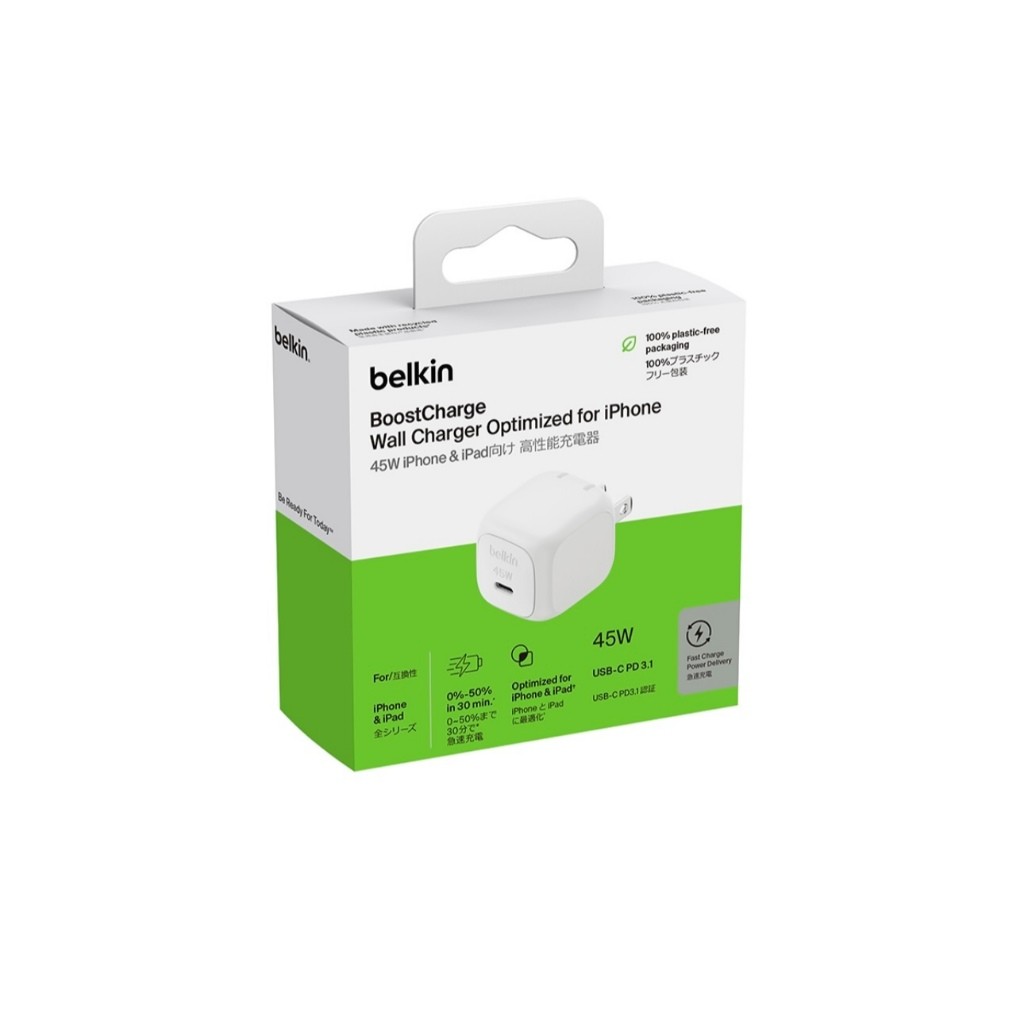 [Chính Hãng] Củ Sạc Nhanh Belkin BoostCharge 45W USB-C PD 3.1 PPS Cho iPhone Samsung - Nhỏ Gọn Khối Lập Phương Cubic
