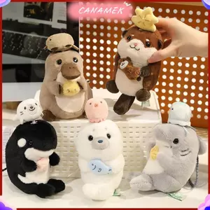 CANAMEK Hoạt Hình Dễ Thương Động Vật Đại Dương Sang Trọng Móc Khóa Kawaii Platypus Cá Mập Otter Búp Bê Nhồi Bông Móc Khóa Túi Mặt Dây Chuyền Treo Trang Trí Quà Tặng CSF