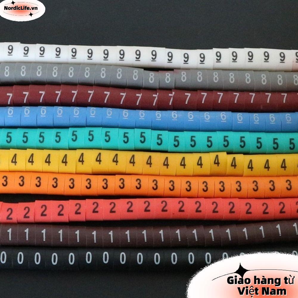 NORDICLIFE Nhận dạng dây ống số 0-9, PVC cách nhiệt, nhãn nhiều màu, 1,5 mét vuông