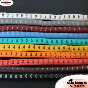NORDICLIFE Nhận dạng dây ống số 0-9, PVC cách nhiệt, nhãn nhiều màu, 1,5 mét vuông