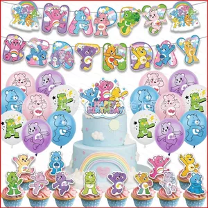 ST2 Carebears chủ đề trẻ em tiệc sinh nhật trang trí biểu ngữ bánh topper bóng bay bộ cung cấp TS2