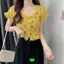 Áo Thun Nữ Tay Ngắn Thêu Hoa Ren Mỏng, Phong Cách INS Mới