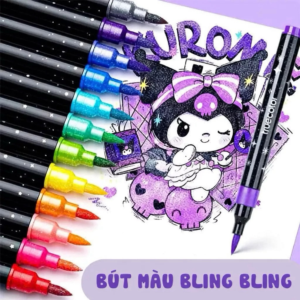 Bút màu nhũ kim tuyến Marker cao cấp cho trẻ em vẽ tranh,màu sắc tươi sáng,không thấm giấy,dễ lau trên da