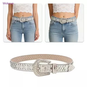 Đai eo cinching đính kim cương giả lấp lánh, đai da PU với ban nhạc, phù hợp nhiều dịp