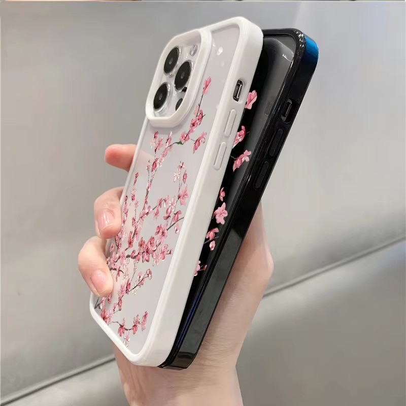 Ốp Điện Thoại Hoa Anh Đào Cho iPhone 17 16 Pro Max 15 Pro 14 Plus 13 12 11 16E X XR XS 7 8 Plus SE2 Vỏ Trong Suốt Chống Sốc