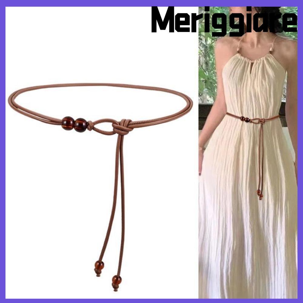 MERIGGIARE Thắt lưng mỏng có thể điều chỉnh, với dây da thiết kế sang trọng đính cườm, Thắt lưng thắt lưng thắt lưng cổ điển thông thường cổ điển hợp thời trang dành cho nữ Váy trang trí Áo len phù hợp với áo khoác