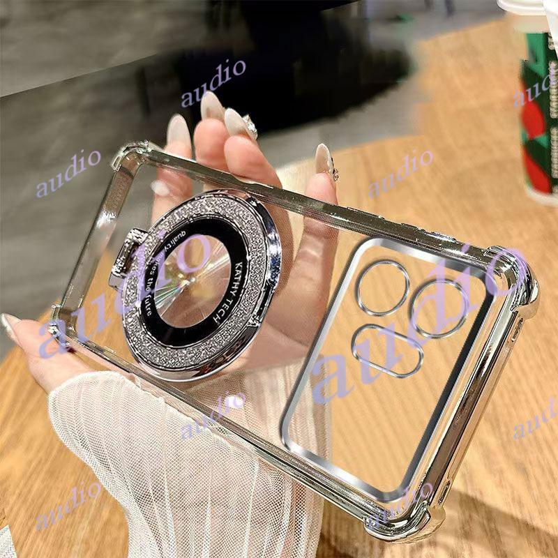 Ốp điện thoại trong suốt mạ bốn góc HONOR 600 5G có giá đỡ cho Honor 600 Pro Smart Honor600 Pro 5G Vỏ silicon mềm chống sốc cho Honor 600 600Pro 600Smart 5G