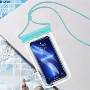 Túi đựng điện thoại chống nước LACYESUK, Túi đựng điện thoại cổ treo màn hình cảm ứng màu trơn, Túi bảo vệ điện thoại khô dưới nước với dây treo dây buộc Túi đựng điện thoại di động