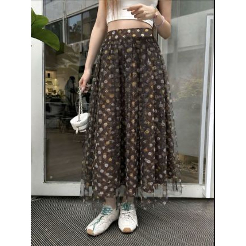 Váy lưới Jacquard lưng cao mới dành cho nữ
