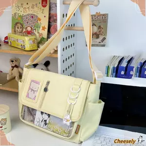 Túi JK Ita CHEESELY, Túi đeo chéo trong suốt chống thấm nước Nhật Bản, Tấm trưng bày DIY 2024 Y2K Túi đi học Harajuku cho bé gái tuổi teen