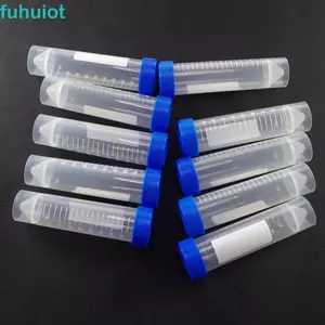 Ống thử nhựa FUHUIOT 10 phụ kiện đáy phẳng có nắp vít, chai phân tích phòng thí nghiệm có vạch chia