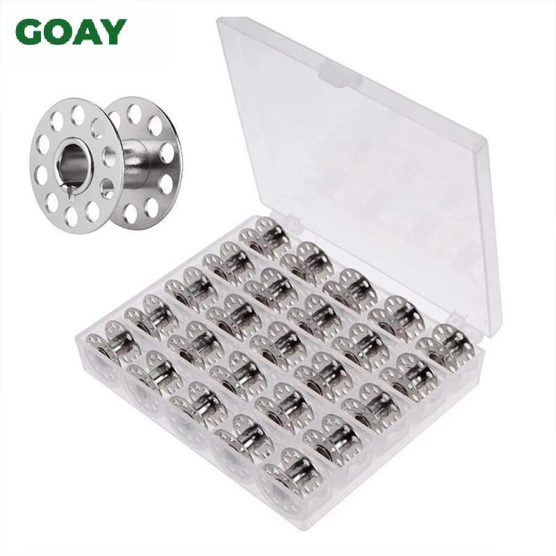 GOAY 25 Chiếc Máy May Nhựa Bobbins Ống Thay Thế Có Hộp Trong Suốt Cho Máy May Gia Đình DIY Quần Áo Thủ Công Dự Án VN