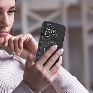 Dành Cho Honor X8d 4G / 600 Lite 5G Ốp điện thoại Carbon Tecture Cứng Cạnh Mềm Có Thể Gập Lại Đứng Chống Sốc Chống Rơi Mỏng Bao