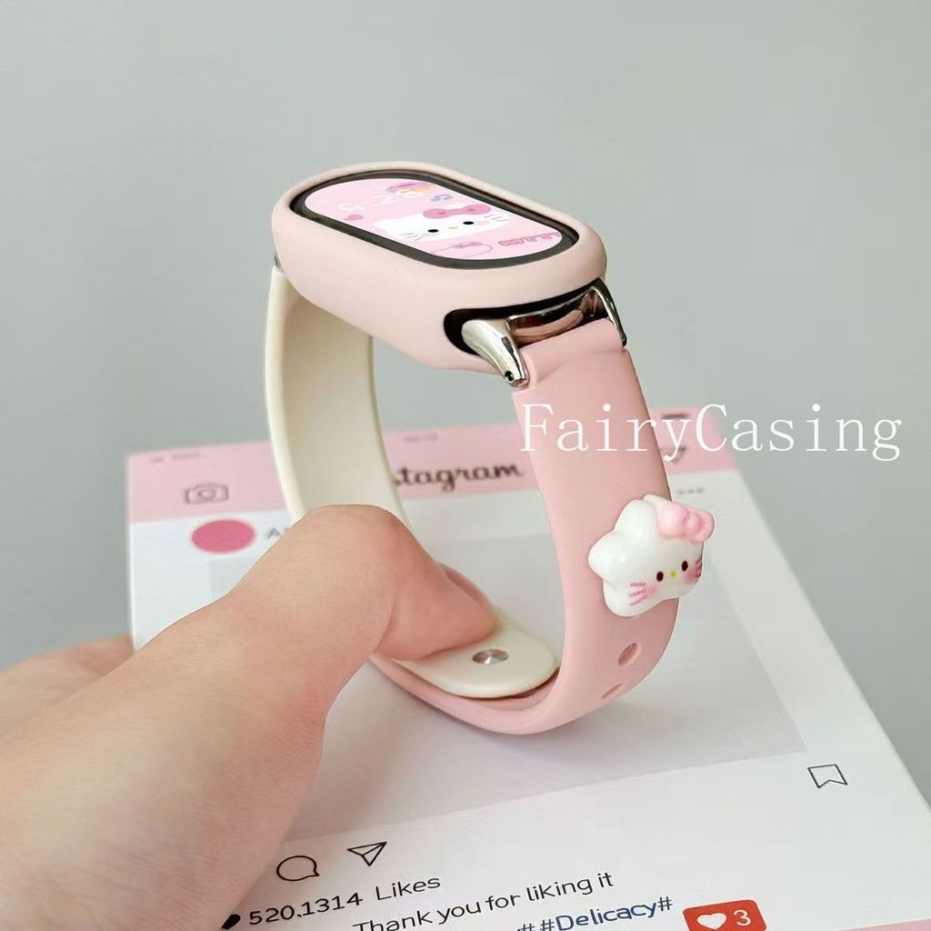 Dây đeo cổ tay hoạt hình cho Xiaomi Mi Band 10 9 8 Dây đeo cổ tay Vòng đeo tay có thể thay thế cho Mi Band 10Ceramic Phiên bản Watchband