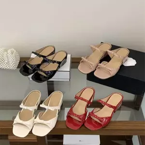 TT Bên Trong Cao Nơ Đế Dày Giày Sandal Mở Mũi Dép Mùa Hè 2026 Phong Cách Mới Mũi Vuông Nêm