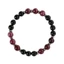 Vòng tay đính cườm Garnet tự nhiên Unisex - Pha lê đen & đỏ đậm - Miếng đệm bạc - Phong cách cổ điển thủ công