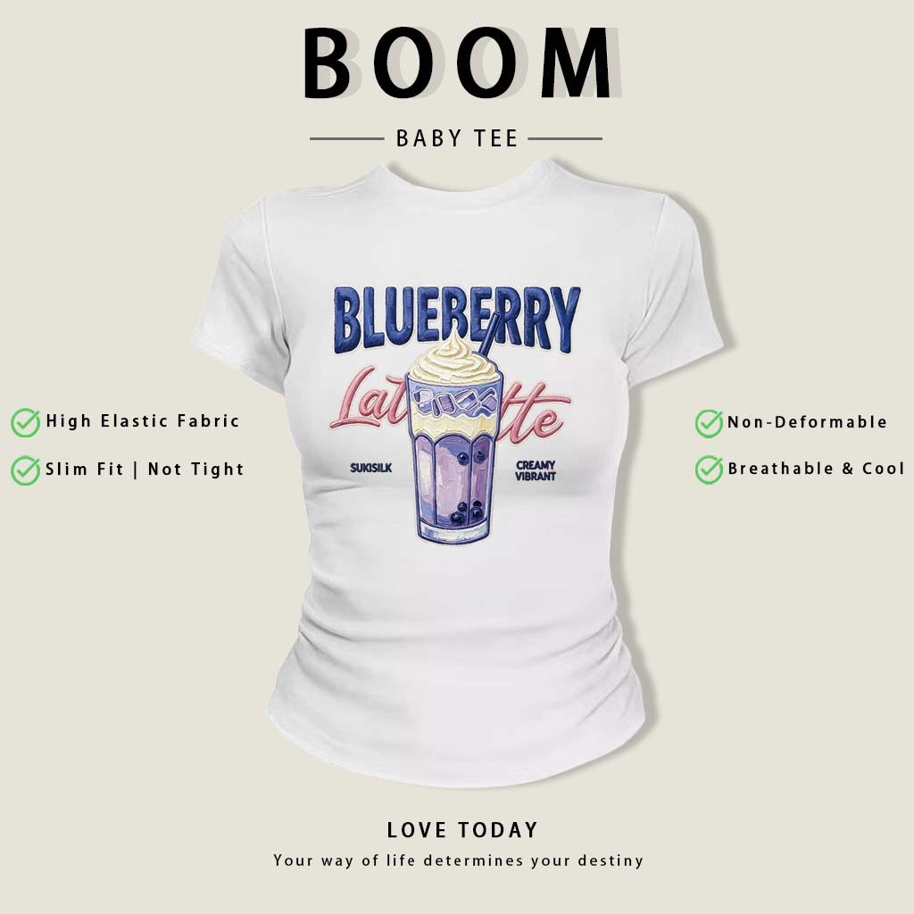 BOOM Áo thêu Baby Tee Nữ Cotton Ôm Body-Áo Thun Ngắn Tay Y2K In Hình PhongCách Mùa Hè, Cổ Tròn Hàng Đầucách hàn phong 08