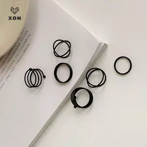 Bộ 3/6 Nhẫn Vintage Punk Kim Loại Hình Học Đơn Giản Dành Cho Nữ Bé Gái