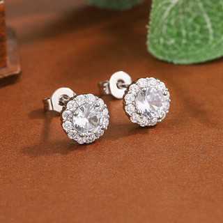Châu Âu Mỹ ins Phong Cách Mới Tròn Full Kim Cương Siêu Flash Zircon Bông Tai Nữ
