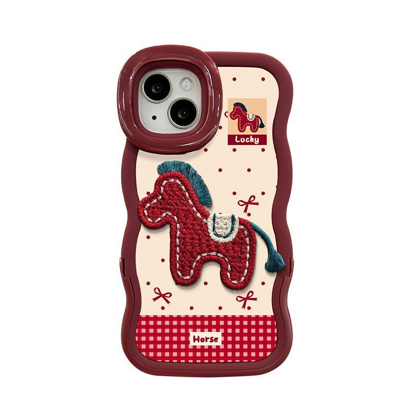 Dây buộc Pony sang trọng Thích hợp cho 17 Vỏ điện thoại năm mới iphone15promax Silicone 16 Giá đỡ kép 14