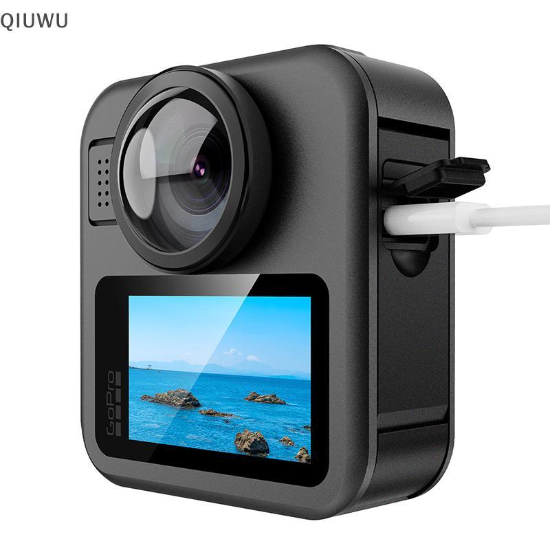 QIUWU Cổng Sạc USB Vỏ Bên Chống Mưa Cho GoPro MAX 2 Pin Sạc Ngoài Trời Phụ Kiện Camera.