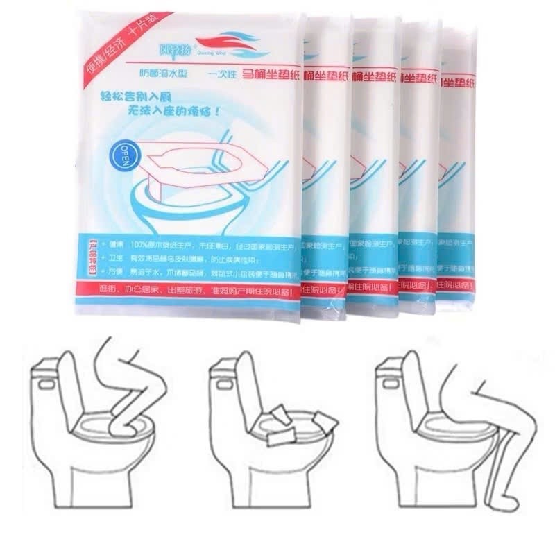 Set 50 Miếng Giấy Lót Bồn Cầu Tự Phân Hủy, Chống Thấm Nước Dùng Một Lần, Nhỏ Gọn Cho Chuyến Du Lịch, Sạch Sẽ