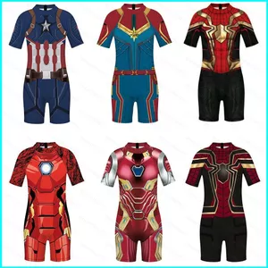 GN Spiderman Iron Man Captain America Đồ bơi tay ngắn Đồ bơi một mảnh Bộ đồ bơi trẻ em NG