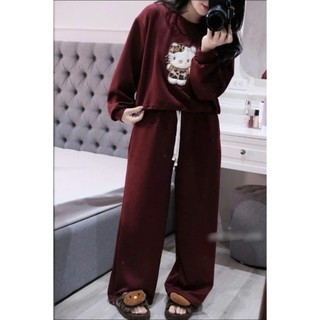Bộ nỉ dành cho nữ Kitty oversize form rộng – đồ bộ nỉ nữ mặc nhà thoải mái