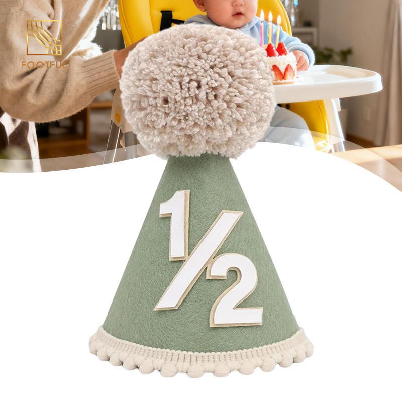 1 / 2 Mũ Sinh Nhật Cho Bé Đầu Pom Topper Bánh Đập Đồ Trang Trí Sinh Nhật Mũ Nón Cho Sổ Lưu Niệm Phòng Khách Gia Đình