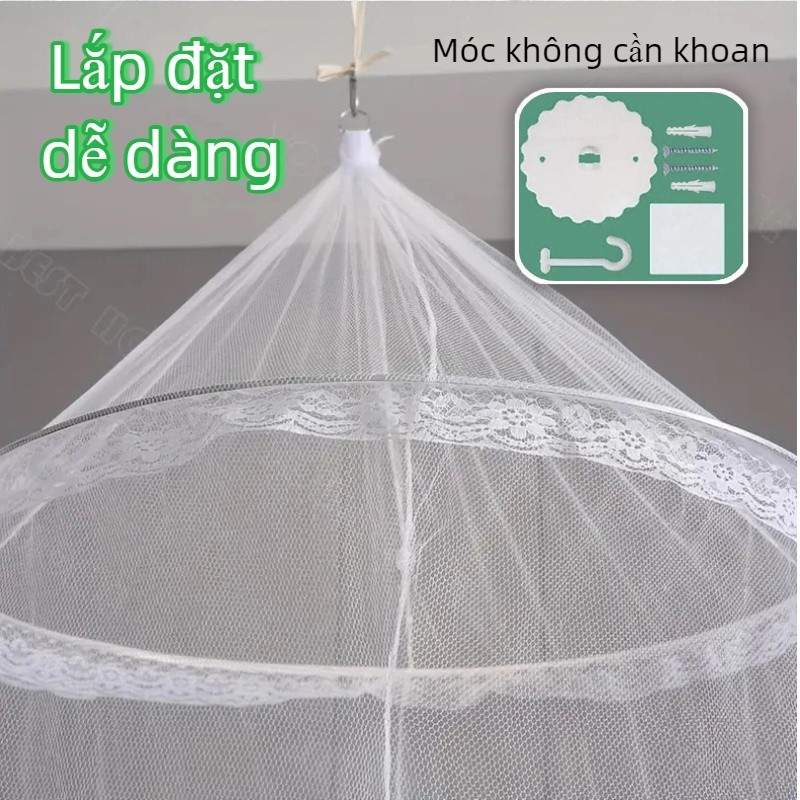 Màn Tròn Treo Trần Chống Muỗi Cao Cấp - Không Cần Giá Đỡ, Kiểu Công Chúa, Gấp Gọn Cho Phòng Ngủ & Ký Túc Xá