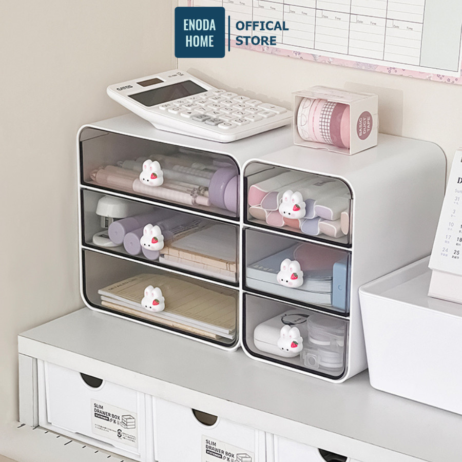 Hộp Đựng Văn Phòng Phẩm ENODA HOME, Hộp Đựng Bút Để Bàn 3 Ngăn Kiểu Dáng Dễ Thương P053