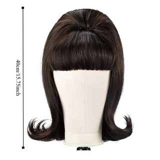 HARRIETTLO Tóc Giả Thẳng Ngắn Có Nổ Bằng Phẳng, Tổng Hợp 16 inch Nữ Vintage Thời Kỳ Tóc Giả, Full Head Đen Tóc Giả Halloween Tự Nhiên Cosplay Tóc Giả Hàng Ngày