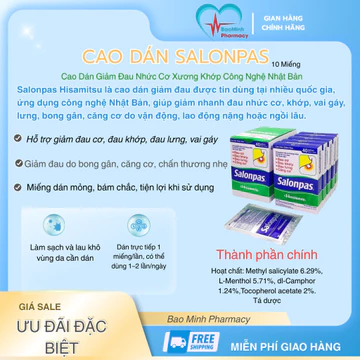 1 gói Salonpas - Cao dán SLP Gói 10 Miếng Hisamustu công nghệ Nhật Bản