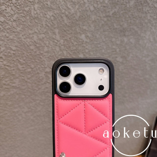 Áo khoác hình kim cương bằng da đơn giản và trơn phù hợp cho vỏ điện thoại Apple 17promax iPhone 16pro mới Air premium 15 sang trọng Vỏ bảo vệ 14 / 13 / 12 / 11
