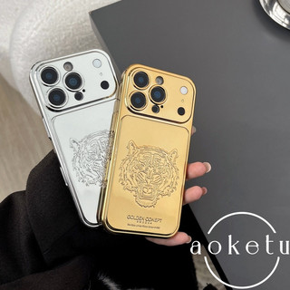 Ốp điện thoại cửa sổ lớn mạ điện thương hiệu hợp thời trang sang trọng phù hợp cho iPhone 13 14 15 16 17 Pro Max bao gồm tất cả vỏ silicon chống rơi