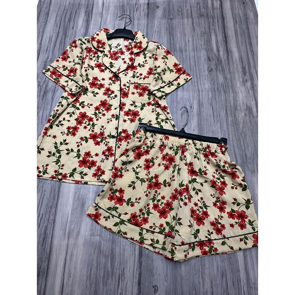 Quần Đùi Set Bộ Pyjama Viền Lé Tay Ngắn Quần Đùi Lụa Mango Cao Cấp Fom Từ 45 Đến 58kg Màu Sắc Đa Dạng