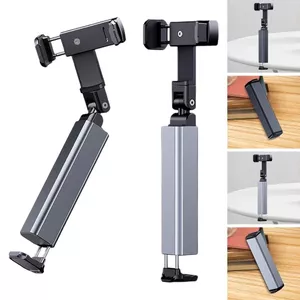 Giá kẹp điện thoại du lịch gấp gọn E02, xoay 540 độ, kiêm giá đỡ điện thoại kẹp bàn gọn Hợp Kim Nhôm Cao Cấp