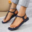 Dép xỏ ngón T-Strap Nữ Mùa Hè 2025 Phong Cách Mới Mũi Vuông Thời Trang Đế Bằng Nữ Dép La Mã Thường Ngày26040109