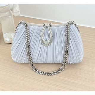 Túi xách mặc buổi tối xếp ly màu trơn-Thiết kế đơn giản, Trang phục dễ phù hợp, Thời trang sang trọng, Thích hợp cho cô dâu khi mặc Aude / Sườn xám trong đám cưới.