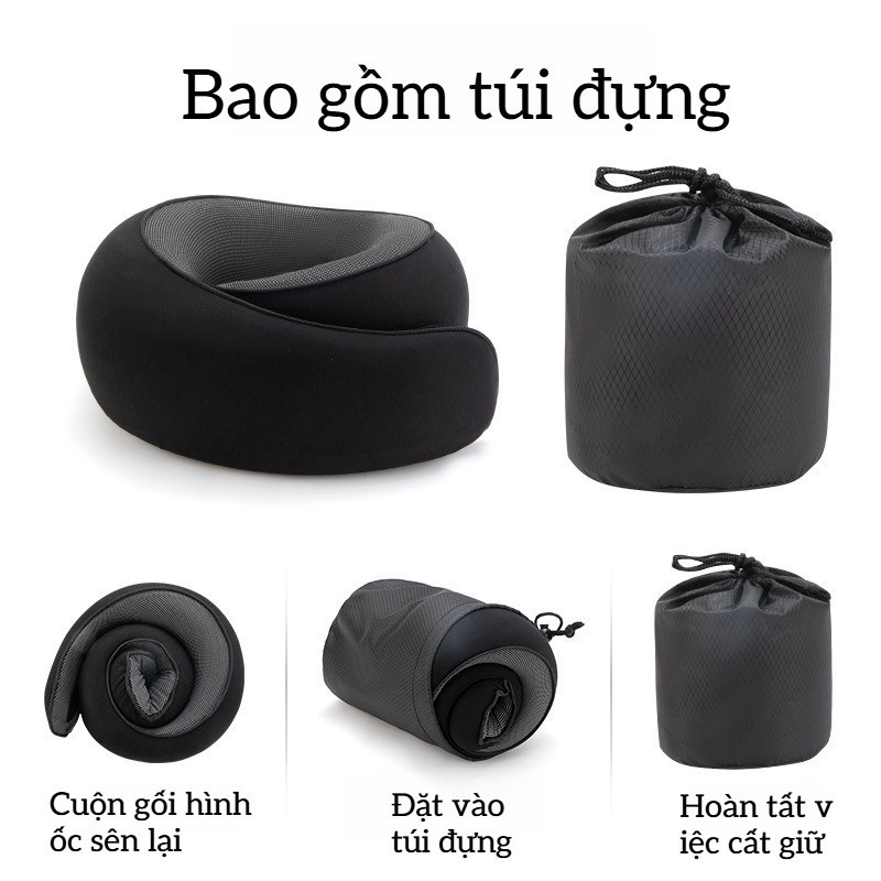 Gối Du Lịch Cao Su Non - Thiết Kế Công Thái Học, Hỗ Trợ 360° Vùng Cổ & Gáy, Hiệu Quả Giảm Đau Mỏi Cổ