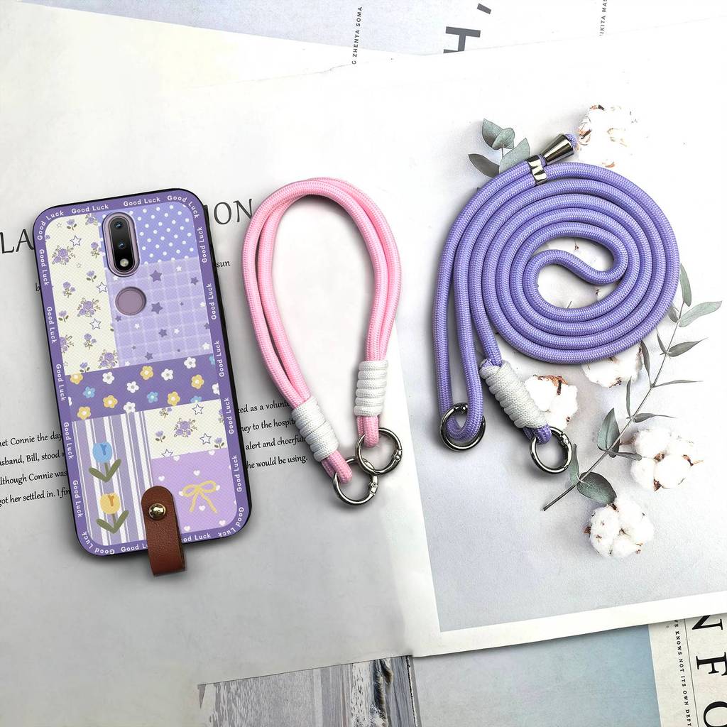 Ốp Điện Thoại TPU Silicone Vòng Cổ Diagonal Cho Nokia 2.4, Bọc Toàn Bộ, Chống Bụi, Dây Đeo Ngang, Chống Va Đập, Bền, Mềm, Hoạt Hình Graffiti