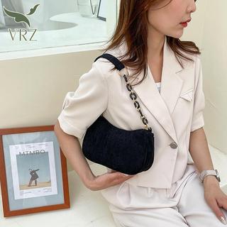 VRZ Thời Trang Vintage Nữ Túi Xách Corduroy Nách Túi Đeo Vai Nữ Màu Trơn Dây Kéo Nữ Túi Xách Ly Hợp HOT