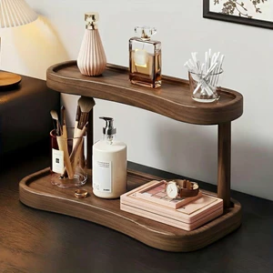 2 tầng Gỗ óc chó Vanity Sắp xếp Giá để đồ để bàn cho trang sức Chăm sóc da Nước hoa & Trang điểm cho quầy phòng tắm & tủ quần áo