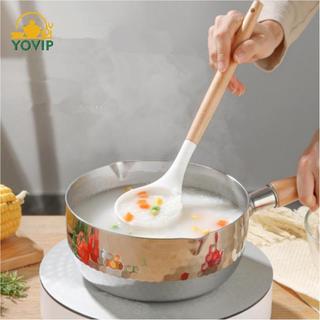 YOVIP Nồi Sữa Inox Nhật Bản Không Dính Tay Cầm Bằng Gỗ Nồi Để Sưởi Nước Thực Phẩm Cho Bé Súp Nấu Ăn Tại Nhà VN