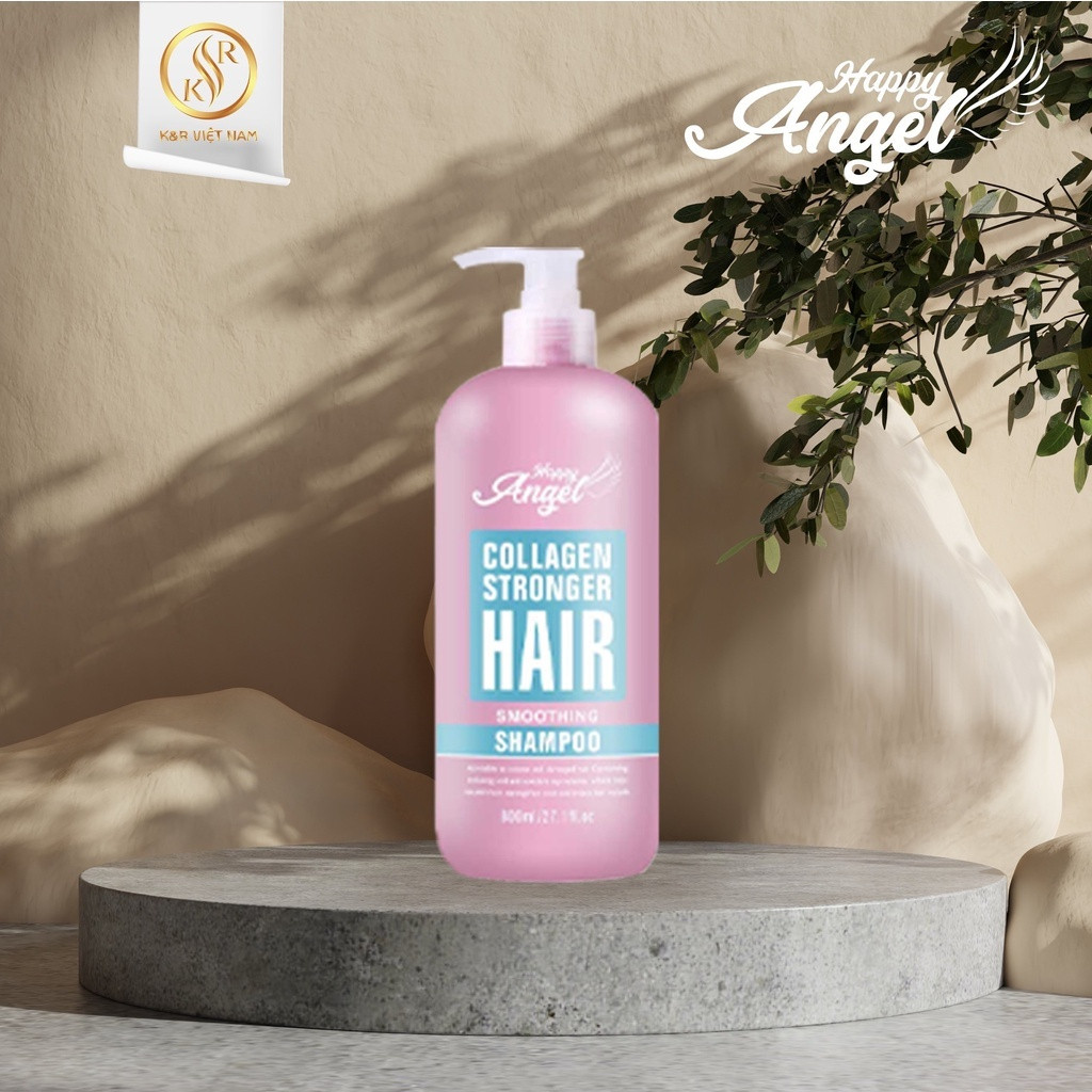Cặp Dầu Gội Xả Collagen Happy Angle 800ml Phục Hồi Hư Tổn, Giảm Gãy Rụng, Siêu Mềm Mượt