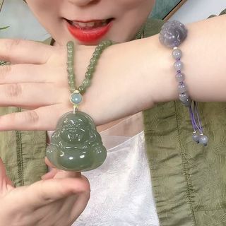 Mặt dây chuyền Phật tự nhiên Hetian từ ngọc Maitreya, thiết kế Phật bụng lớn - Vòng cổ đẹp 4.8