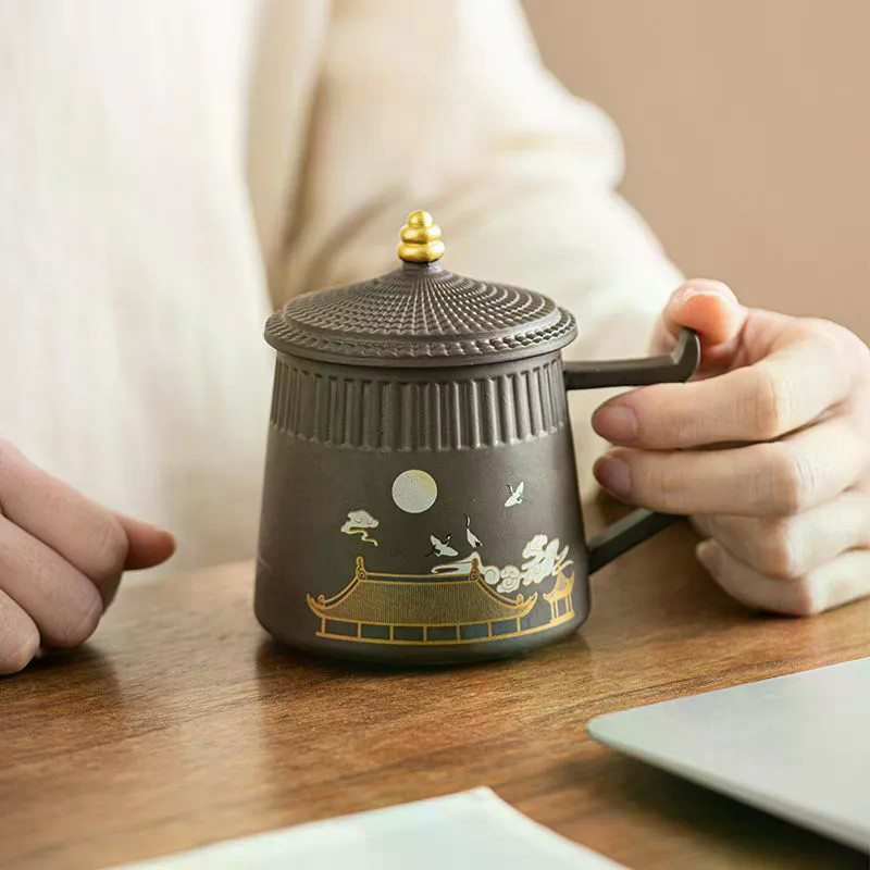 Cốc trà Rhyme cổ xưa Cốc đất sét tím Văn phòng sáng tạo Cốc nước chuyên dụng
