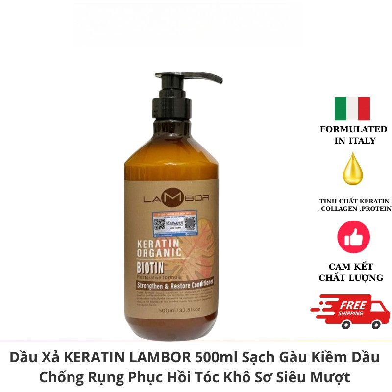 Combo Dầu Gội Xả Lambor Keratin 500ml, 1000ml Giảm Gàu, Kiềm Dầu, Phục Hồi Chuyên Sâu