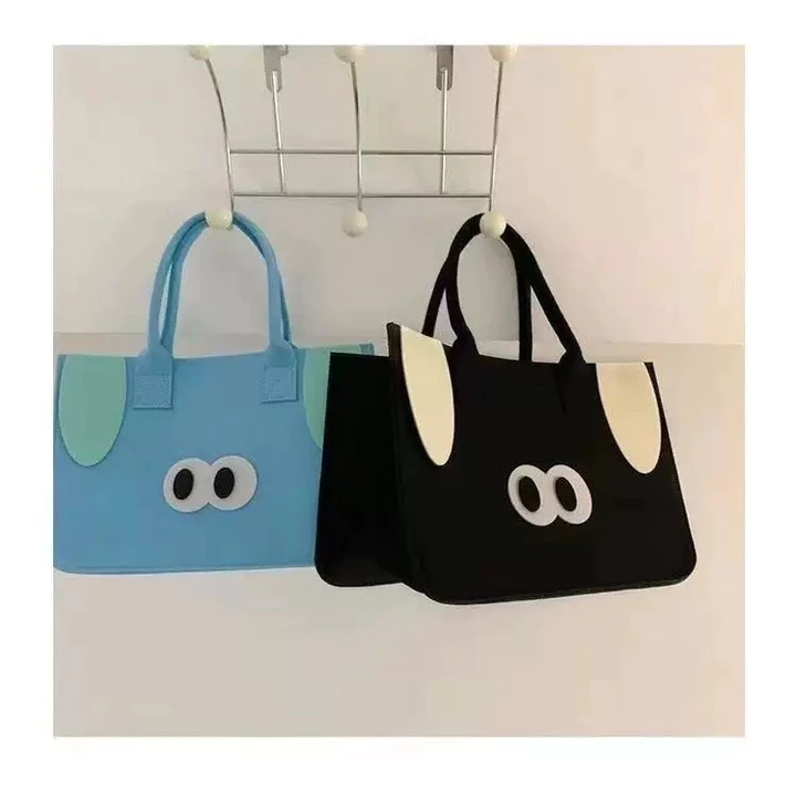 Mới ins Hoạt Hình Túi Tote Nỉ Túi Tote Dễ Thương Túi Nỉ Túi Tote Nhân Viên Văn Phòng Túi Tote Hộp Cơm Trưa