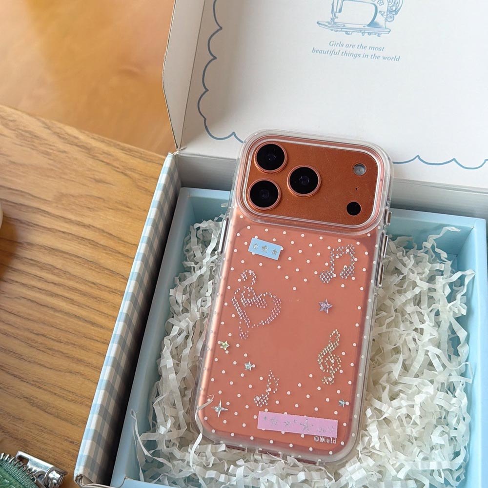 Ốp Lưng Cứng Trong Suốt Tương Thích Với iPhone 13 14 14Pro 14ProMax 15 15Pro 15ProMax 16 16Pro 16ProMax 17 17Pro 17ProMax Ốp Họa Tiết Trái Tim Ngôi Sao